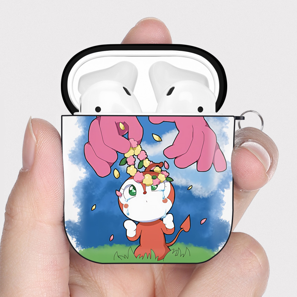 （画像用） アンパンマン Anpanman AirPods 第2世代保護ケース ハードシェル ブラック 耐衝撃・防指紋・カラビナ付き