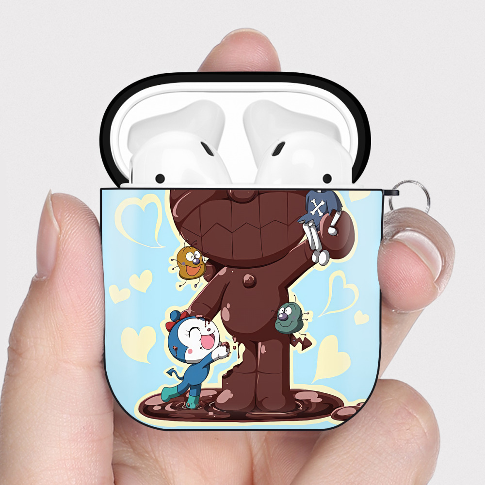 （画像用） アンパンマン Anpanman AirPods 第2世代保護ケース ハードシェル ブラック 耐衝撃・防指紋・カラビナ付き