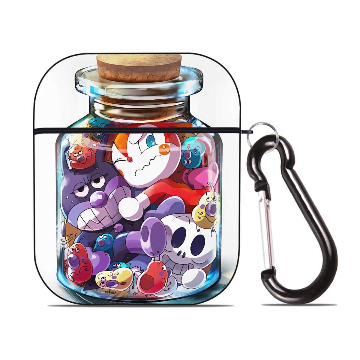 （画像用） アンパンマン Anpanman AirPods 第2世代保護ケース ハードシェル ブラック 耐衝撃・防指紋・カラビナ付き