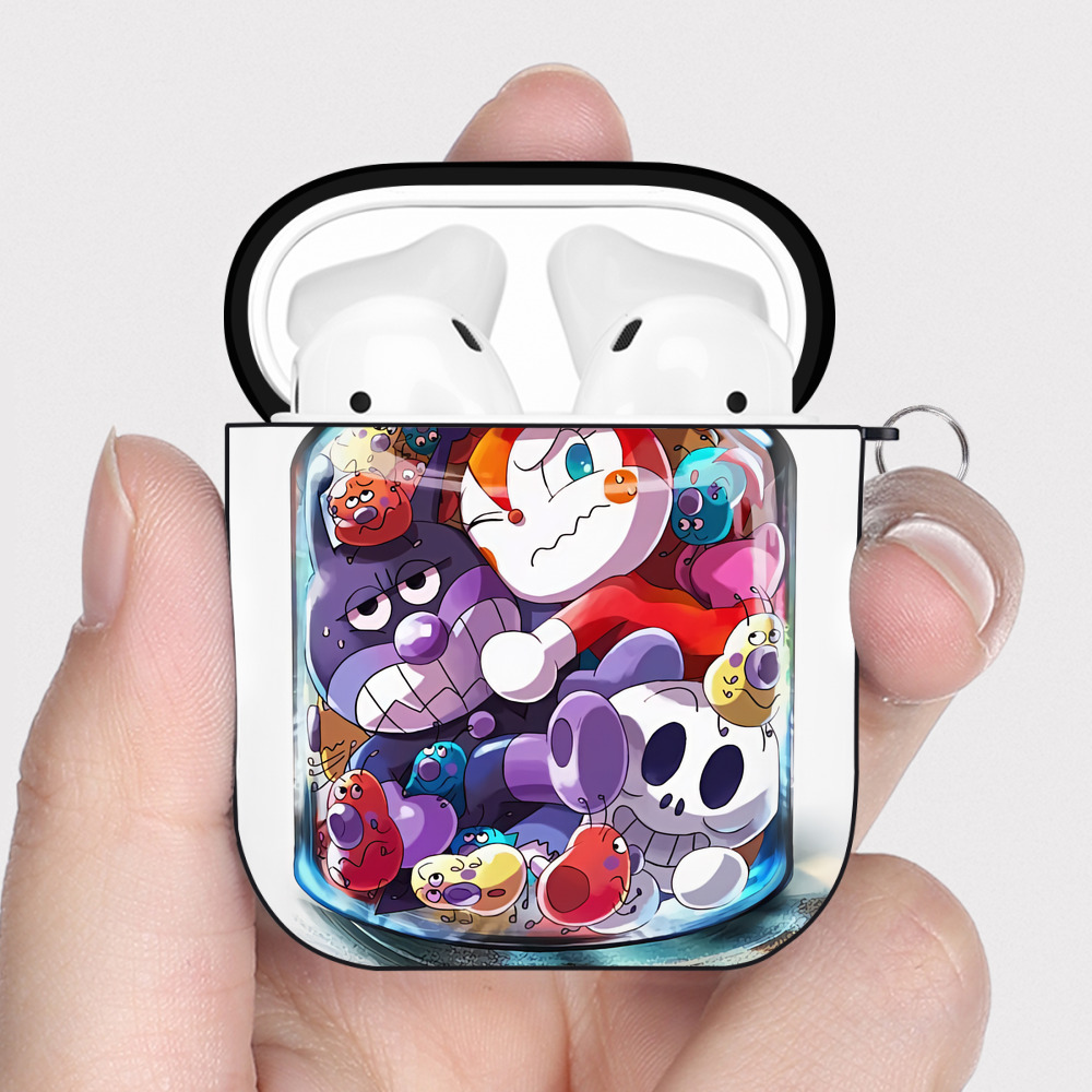 （画像用） アンパンマン Anpanman AirPods 第2世代保護ケース ハードシェル ブラック 耐衝撃・防指紋・カラビナ付き