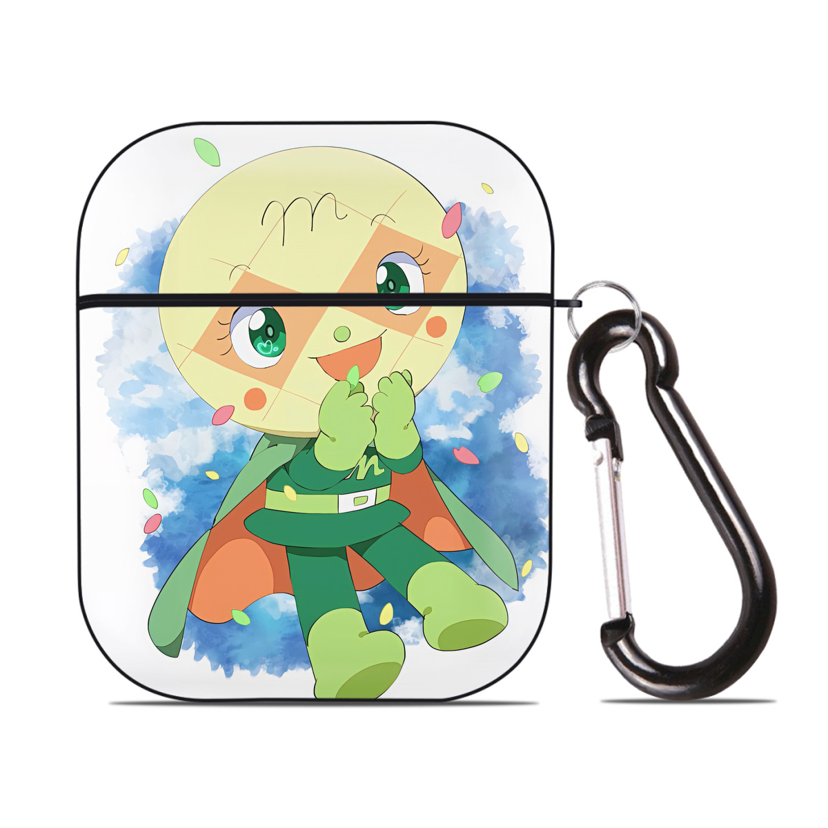 （画像用） アンパンマン Anpanman AirPods 第2世代保護ケース ハードシェル ブラック 耐衝撃・防指紋・カラビナ付き