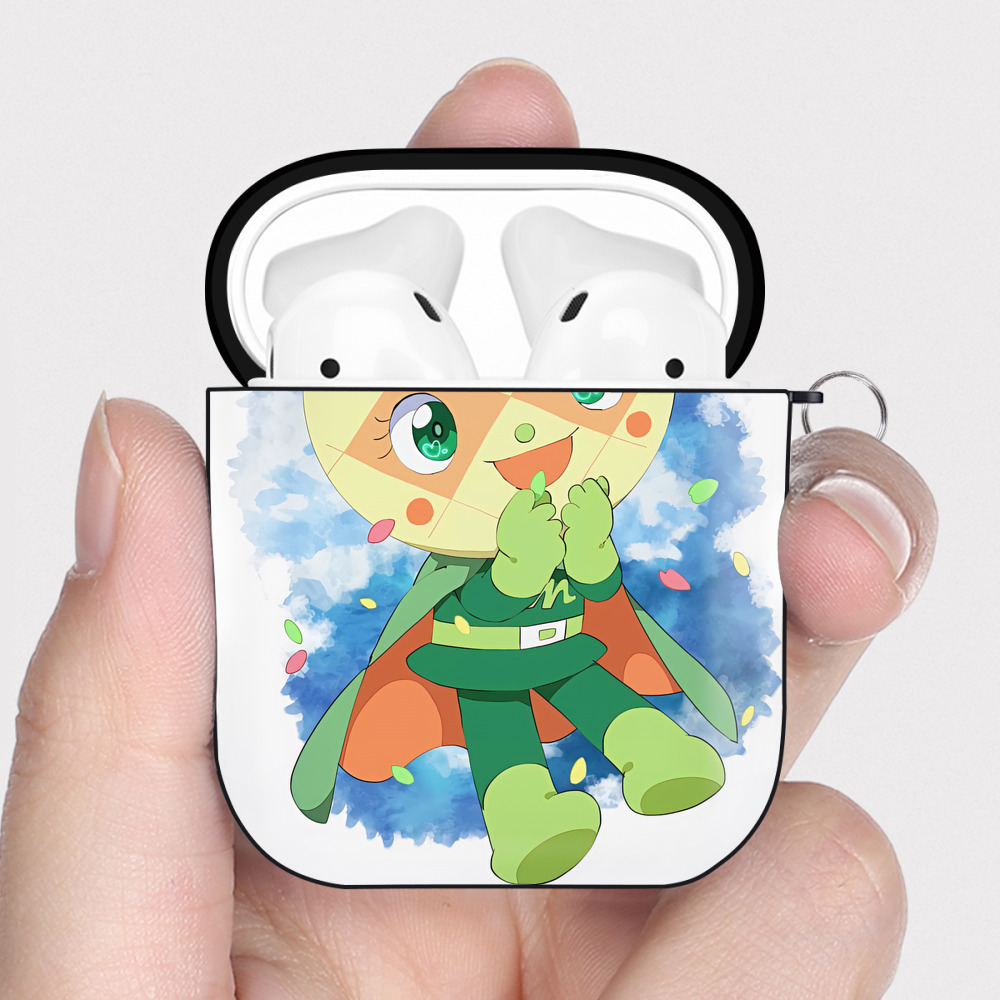 （画像用） アンパンマン Anpanman AirPods 第2世代保護ケース ハードシェル ブラック 耐衝撃・防指紋・カラビナ付き