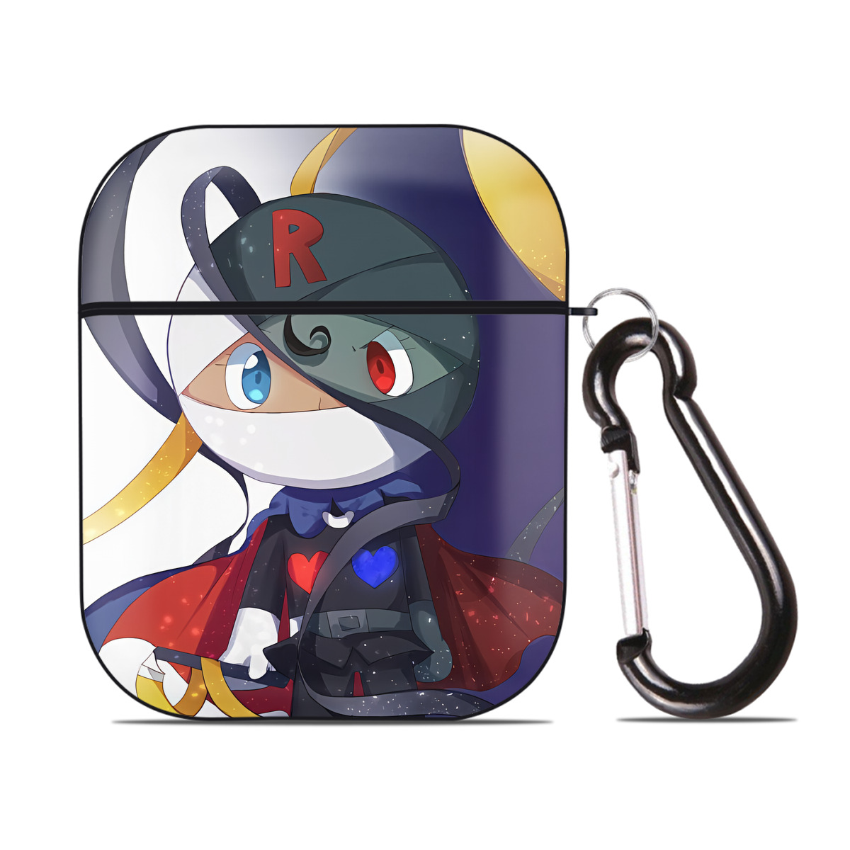 （画像用） アンパンマン Anpanman AirPods 第2世代保護ケース ハードシェル ブラック 耐衝撃・防指紋・カラビナ付き