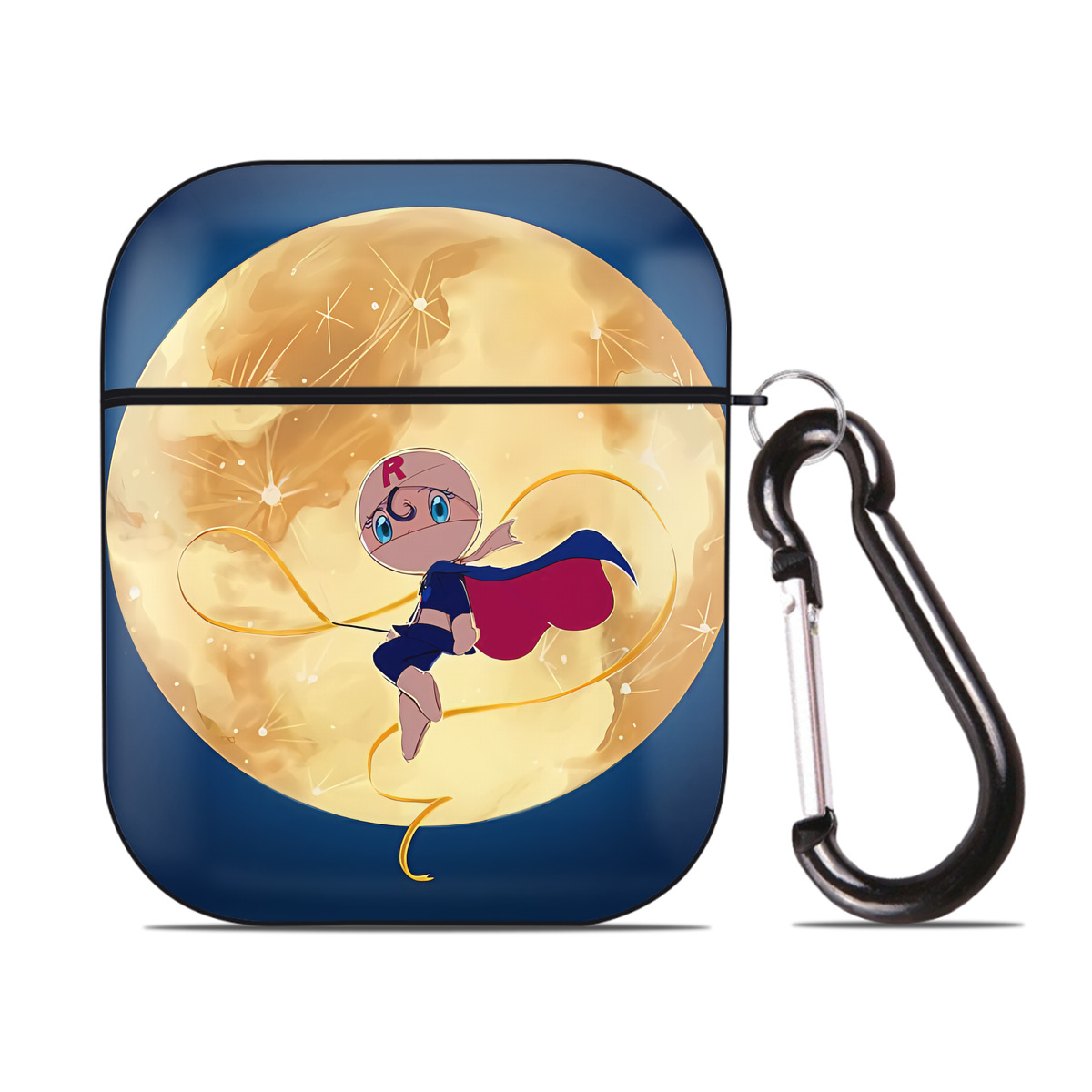 （画像用） アンパンマン Anpanman AirPods 第2世代保護ケース ハードシェル ブラック 耐衝撃・防指紋・カラビナ付き