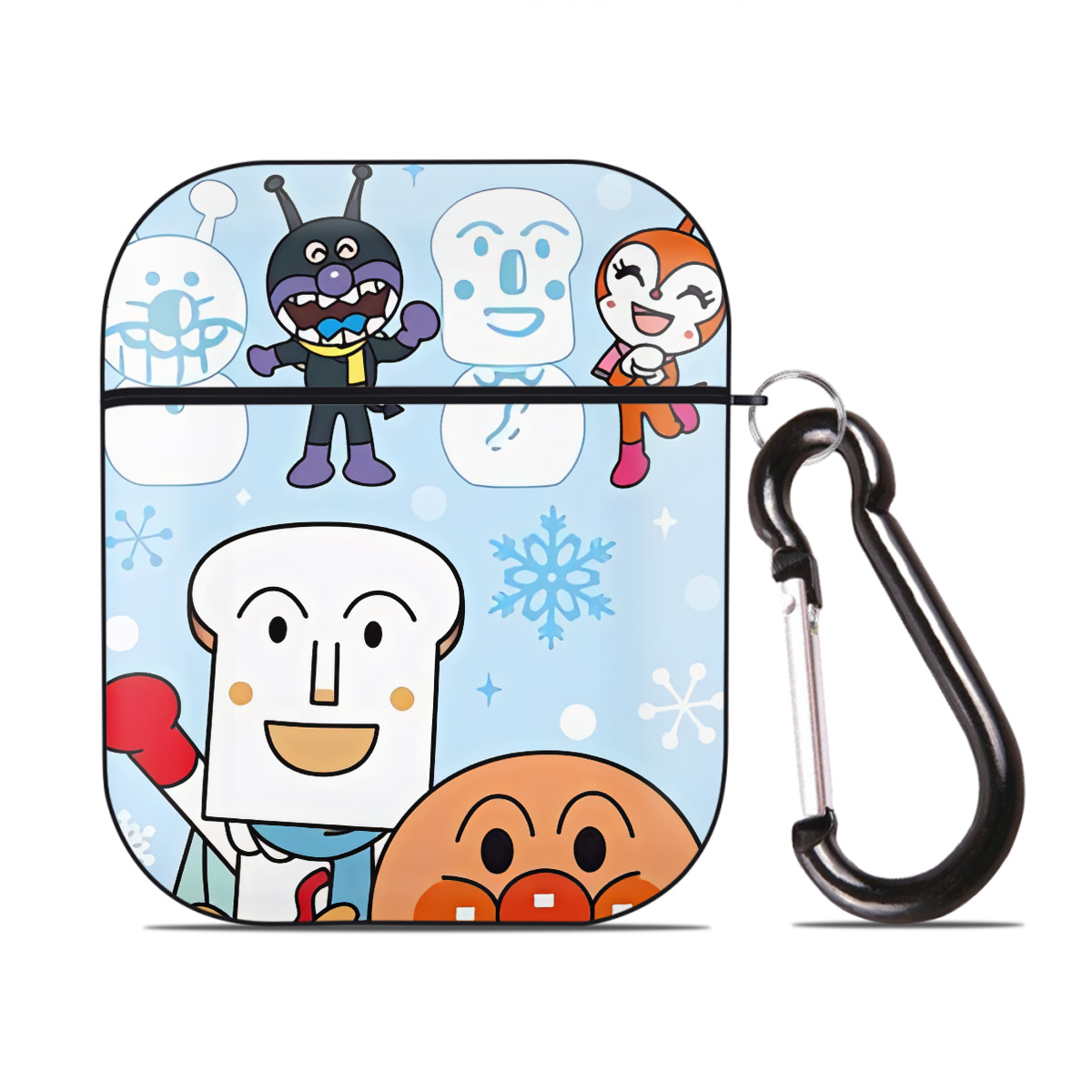 （画像用） アンパンマン Anpanman AirPods 第2世代保護ケース ハードシェル ブラック 耐衝撃・防指紋・カラビナ付き