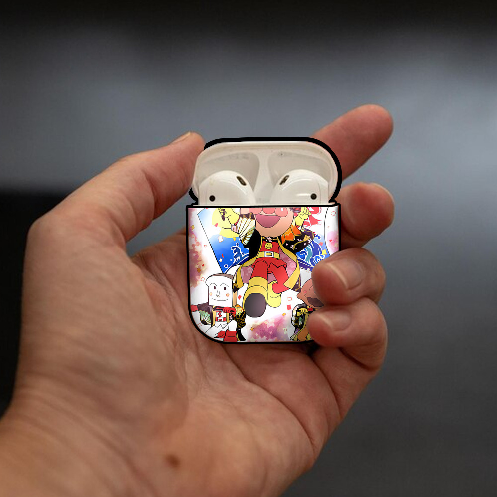 アンパンマン Anpanman AirPods 第2世代保護ケース ハードシェル ブラック 耐衝撃・防指紋・カラビナ付き