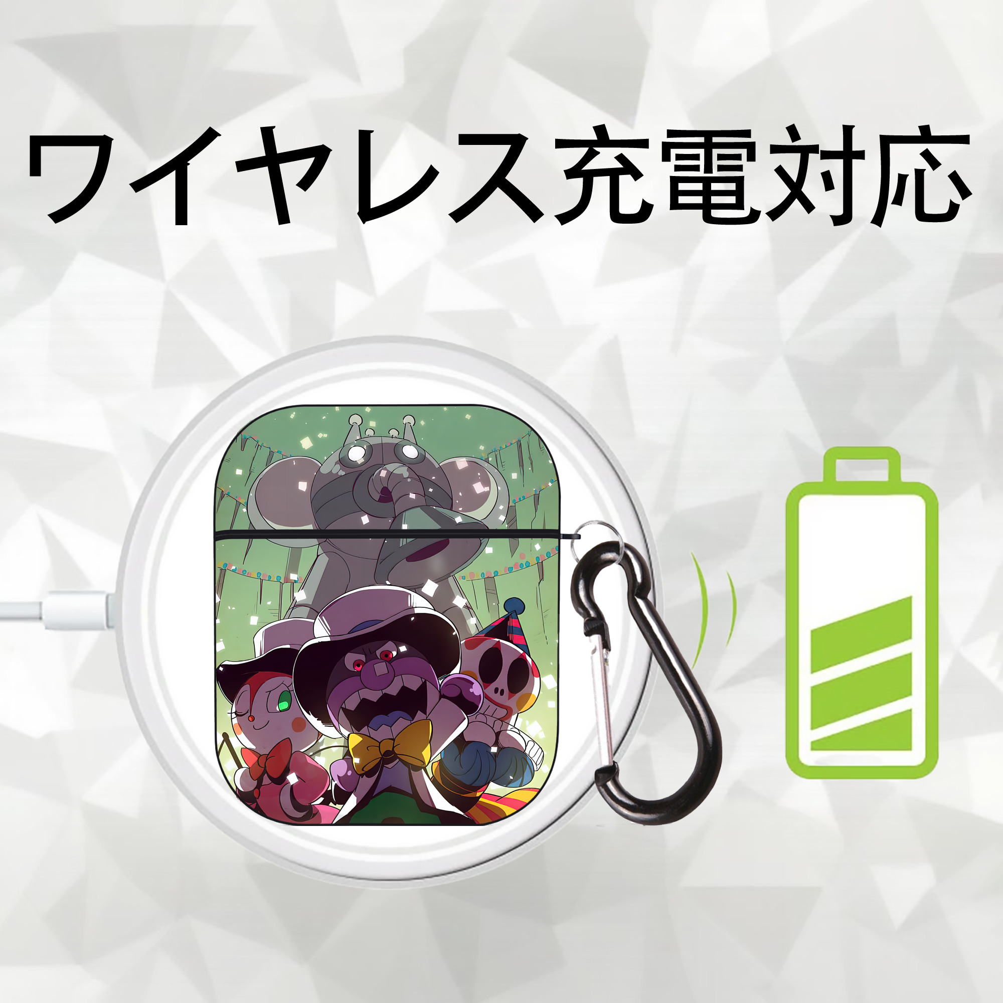アンパンマン Anpanman AirPods 第2世代保護ケース ハードシェル ブラック 耐衝撃・防指紋・カラビナ付き