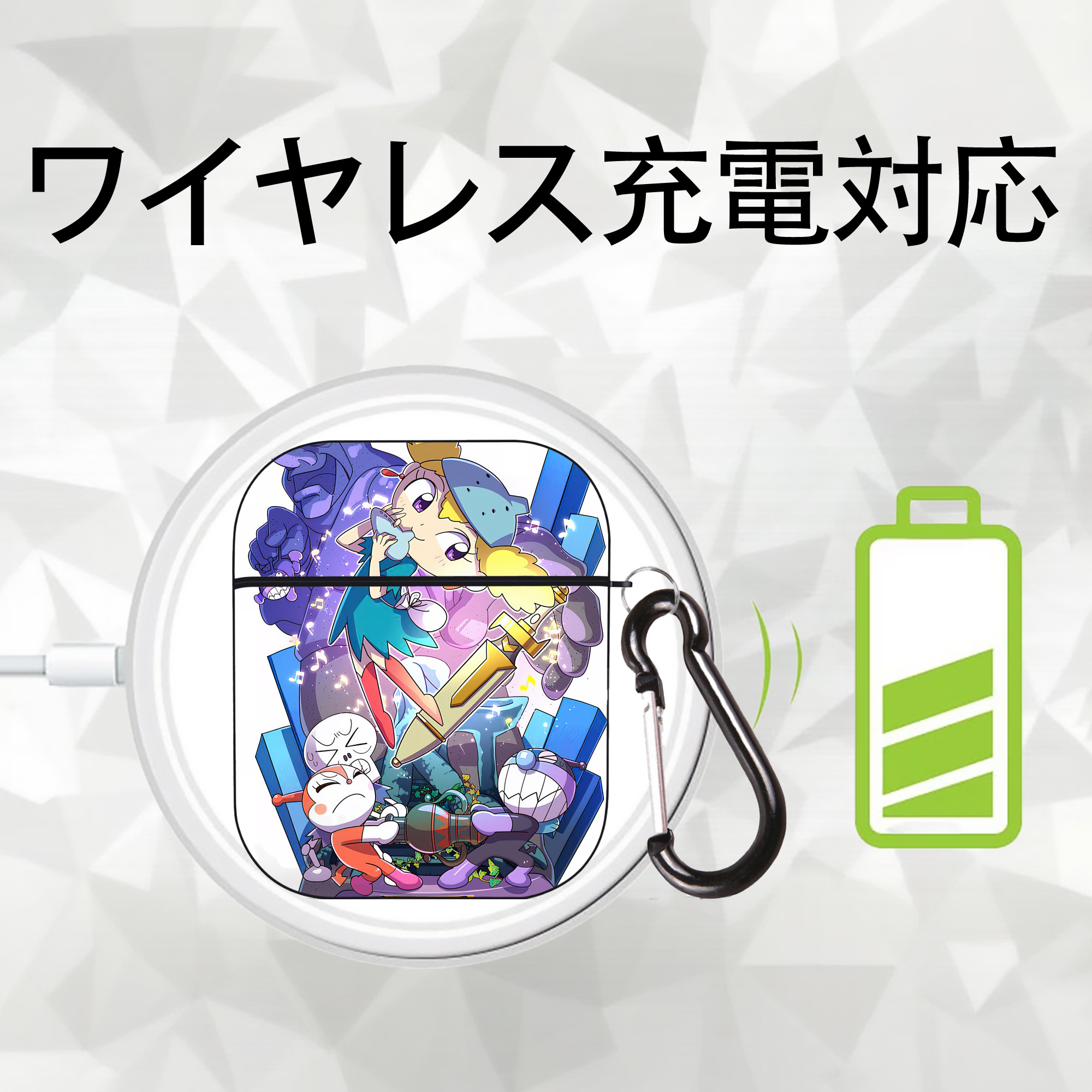 アンパンマン Anpanman AirPods 第2世代保護ケース ハードシェル ブラック 耐衝撃・防指紋・カラビナ付き