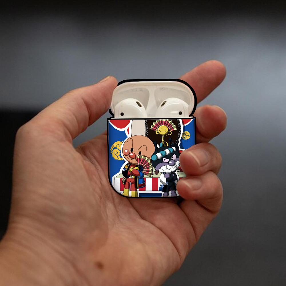 アンパンマン Anpanman AirPods 第2世代保護ケース ハードシェル ブラック 耐衝撃・防指紋・カラビナ付き