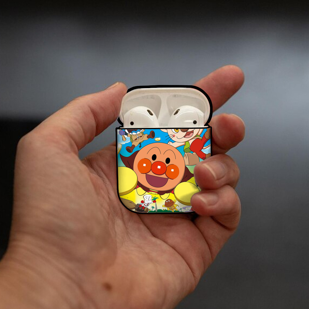 アンパンマン Anpanman AirPods 第2世代保護ケース ハードシェル ブラック 耐衝撃・防指紋・カラビナ付き
