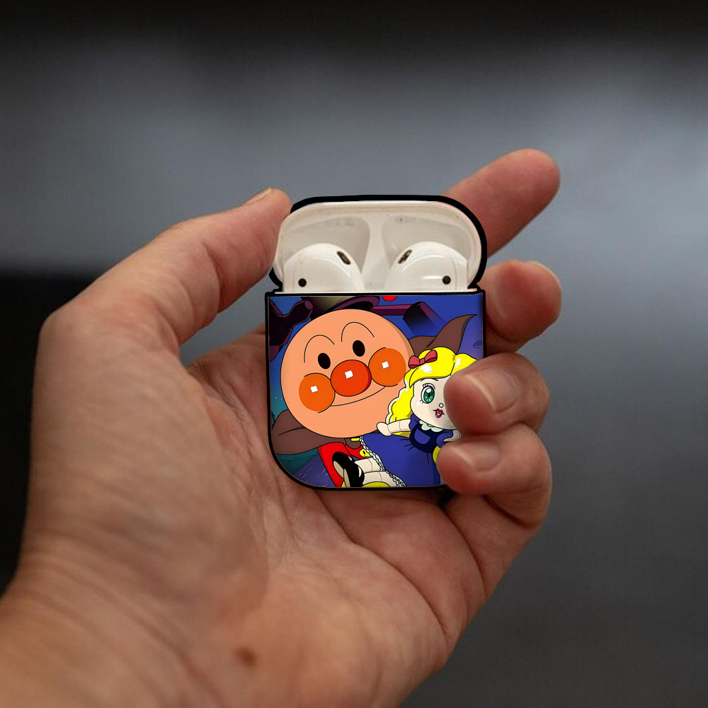 アンパンマン Anpanman AirPods 第2世代保護ケース ハードシェル ブラック 耐衝撃・防指紋・カラビナ付き