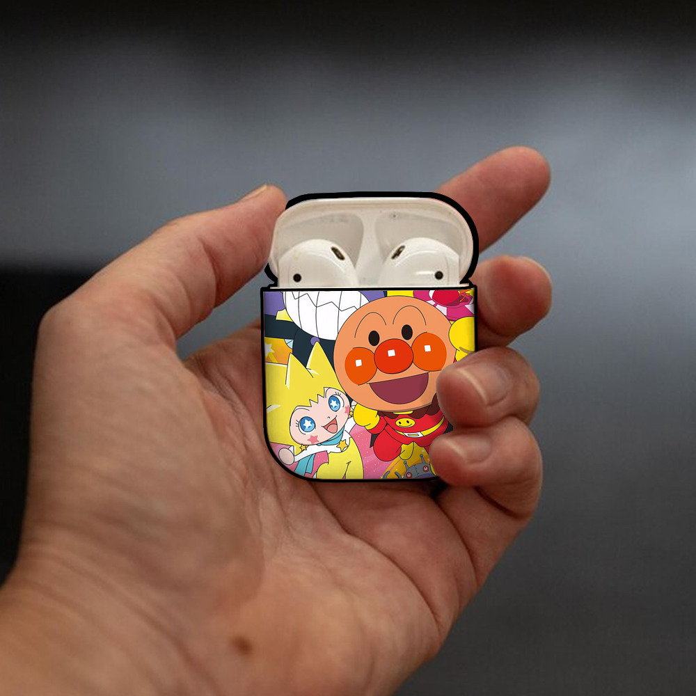 アンパンマン Anpanman AirPods 第2世代保護ケース ハードシェル ブラック 耐衝撃・防指紋・カラビナ付き