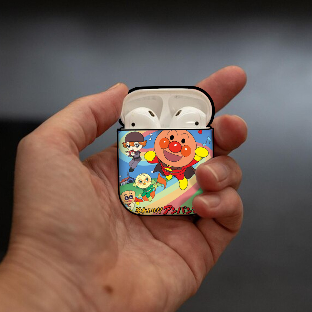 アンパンマン Anpanman AirPods 第2世代保護ケース ハードシェル ブラック 耐衝撃・防指紋・カラビナ付き