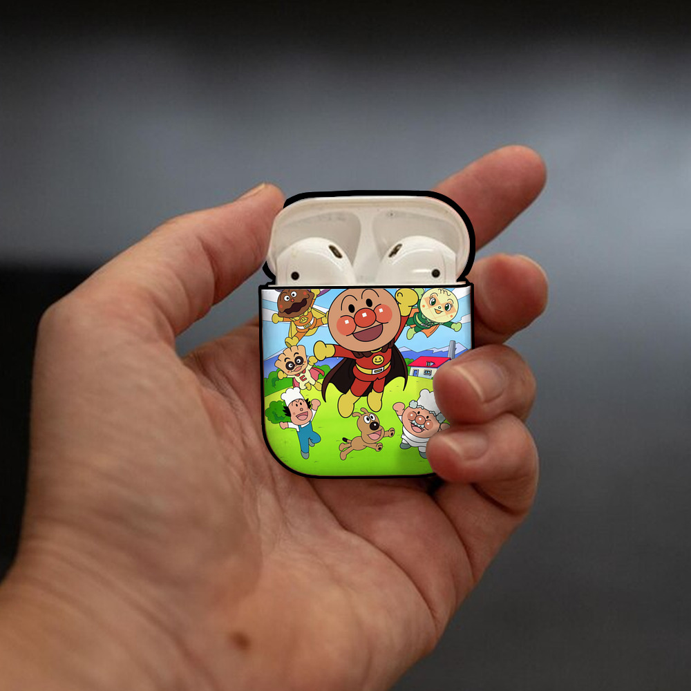 アンパンマン Anpanman AirPods 第2世代保護ケース ハードシェル ブラック 耐衝撃・防指紋・カラビナ付き