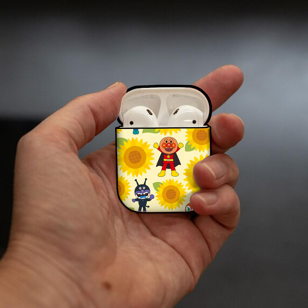 アンパンマン Anpanman AirPods 第2世代保護ケース ハードシェル ブラック 耐衝撃・防指紋・カラビナ付き