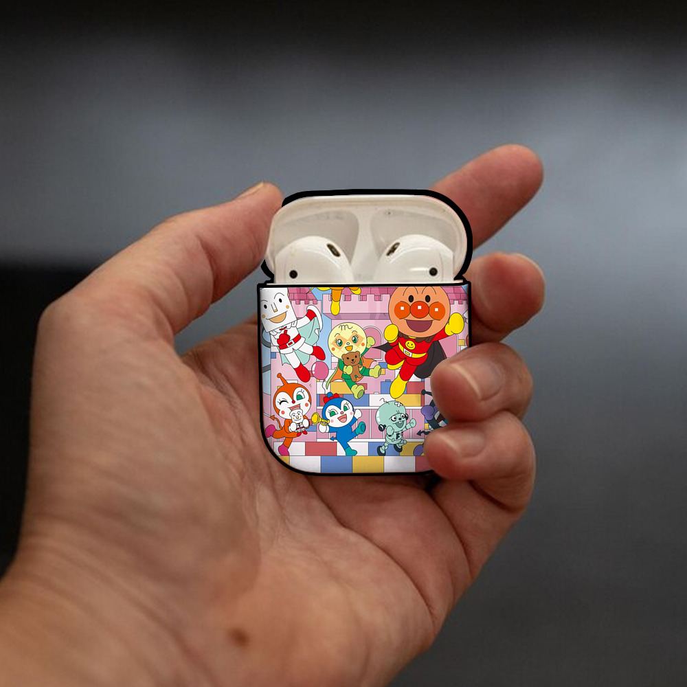 アンパンマン Anpanman AirPods 第2世代保護ケース ハードシェル ブラック 耐衝撃・防指紋・カラビナ付き