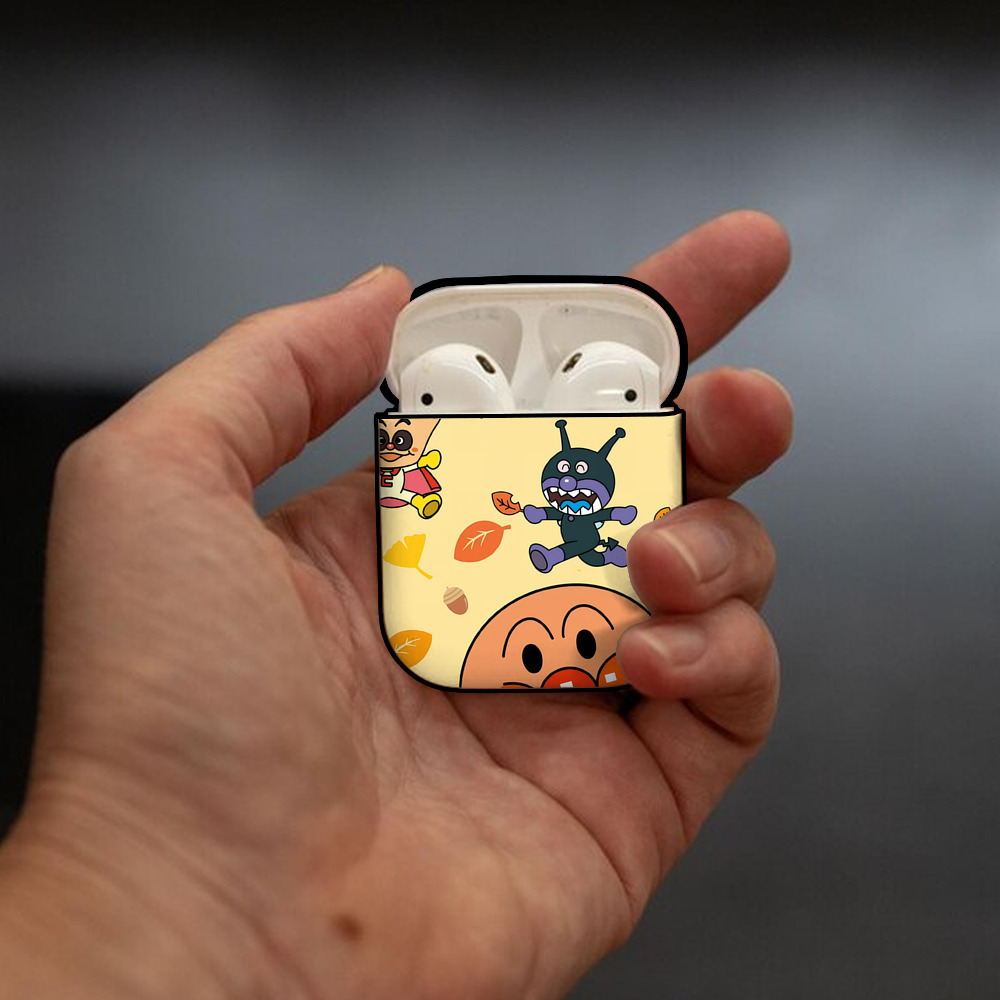 アンパンマン Anpanman AirPods 第2世代保護ケース ハードシェル ブラック 耐衝撃・防指紋・カラビナ付き
