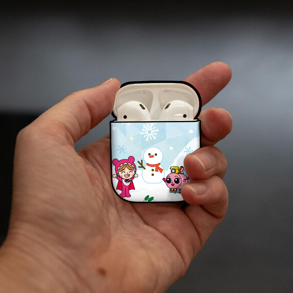 アンパンマン Anpanman AirPods 第2世代保護ケース ハードシェル ブラック 耐衝撃・防指紋・カラビナ付き