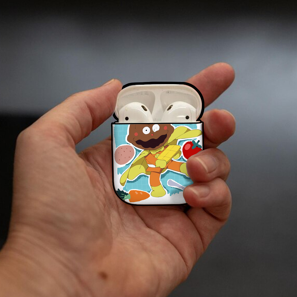 アンパンマン Anpanman AirPods 第2世代保護ケース ハードシェル ブラック 耐衝撃・防指紋・カラビナ付き