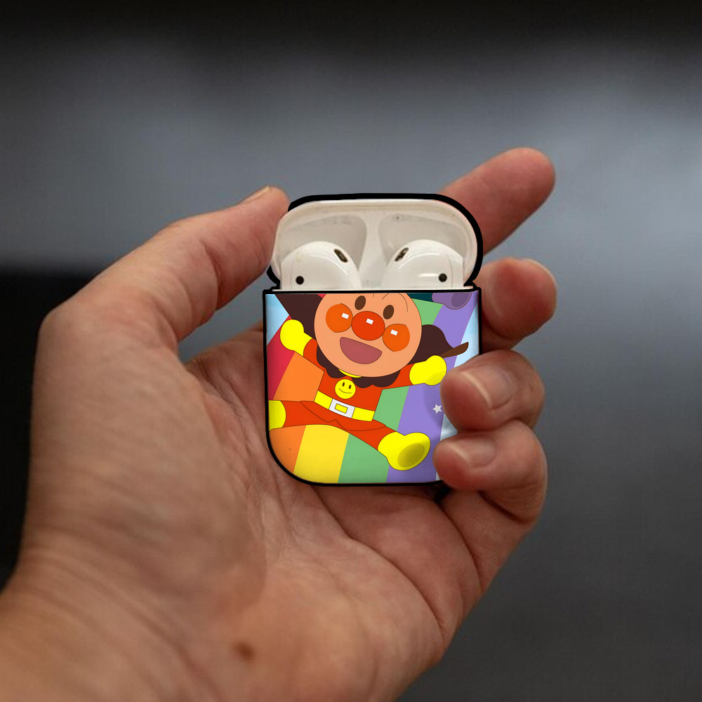 アンパンマン Anpanman AirPods 第2世代保護ケース ハードシェル ブラック 耐衝撃・防指紋・カラビナ付き