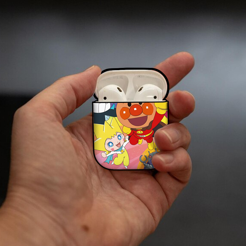 アンパンマン Anpanman AirPods 第2世代保護ケース ハードシェル ブラック 耐衝撃・防指紋・カラビナ付き