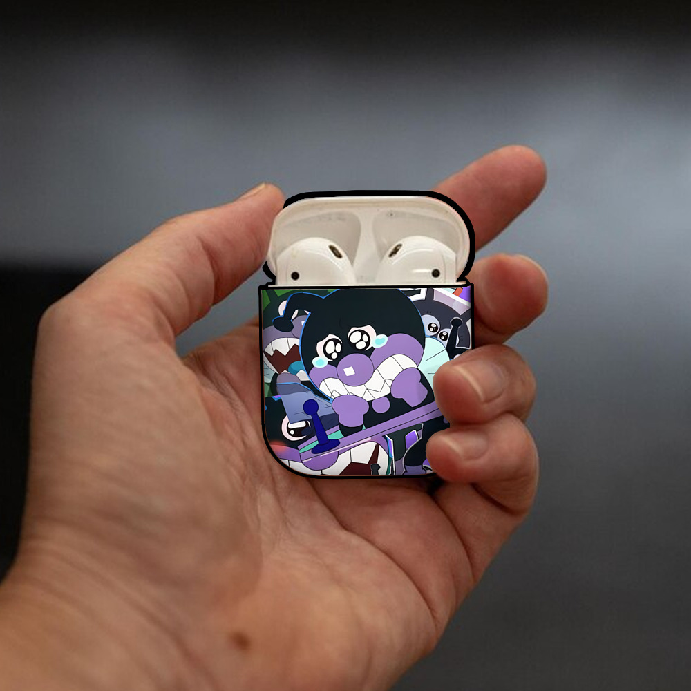 アンパンマン Anpanman AirPods 第2世代保護ケース ハードシェル ブラック 耐衝撃・防指紋・カラビナ付き