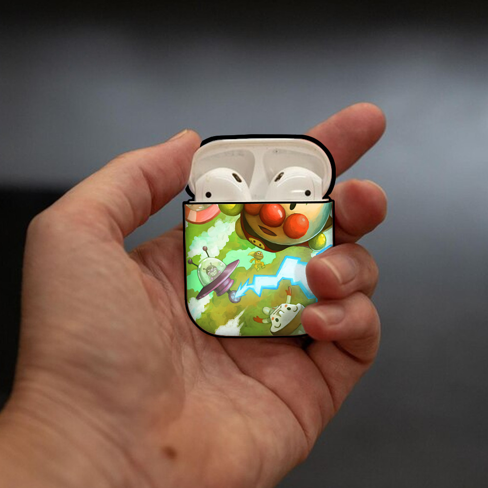 アンパンマン Anpanman AirPods 第2世代保護ケース ハードシェル ブラック 耐衝撃・防指紋・カラビナ付き