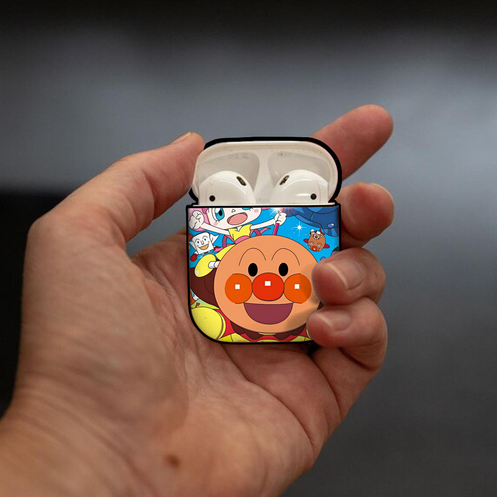アンパンマン Anpanman AirPods 第2世代保護ケース ハードシェル ブラック 耐衝撃・防指紋・カラビナ付き