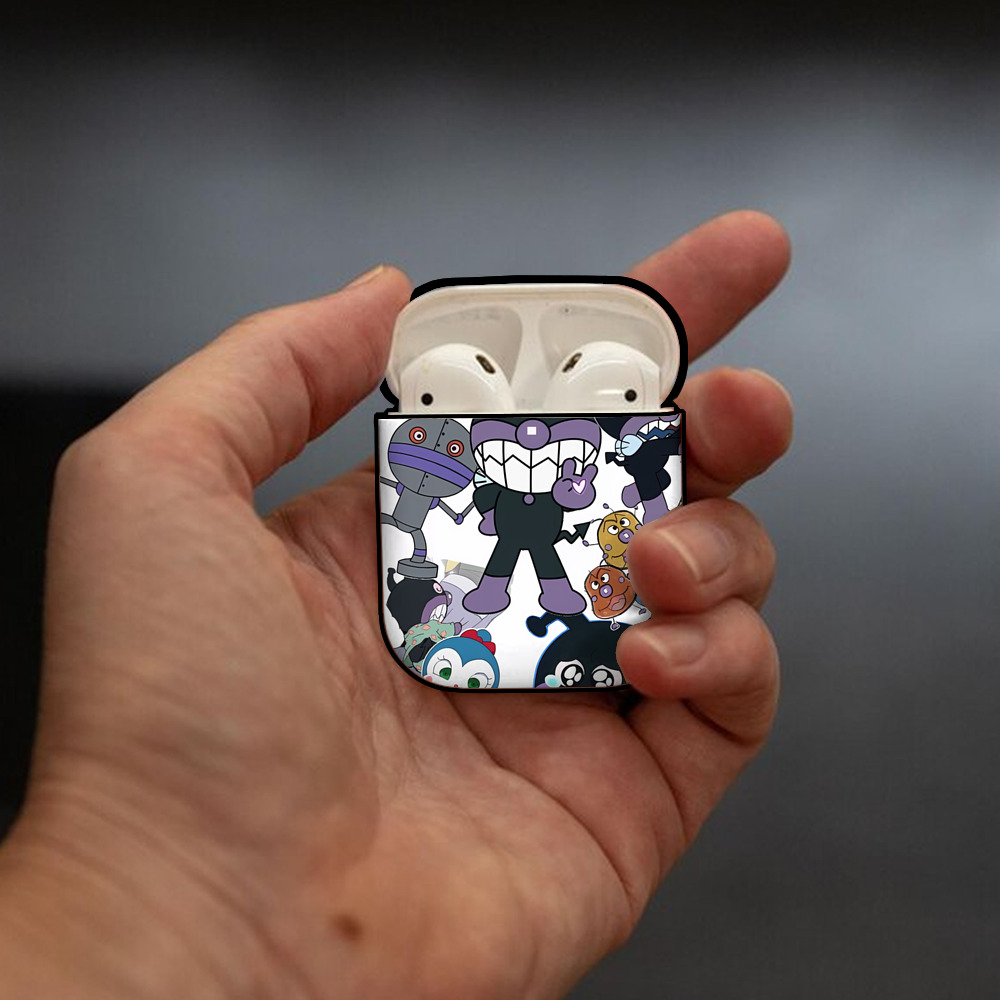 アンパンマン Anpanman AirPods 第2世代保護ケース ハードシェル ブラック 耐衝撃・防指紋・カラビナ付き