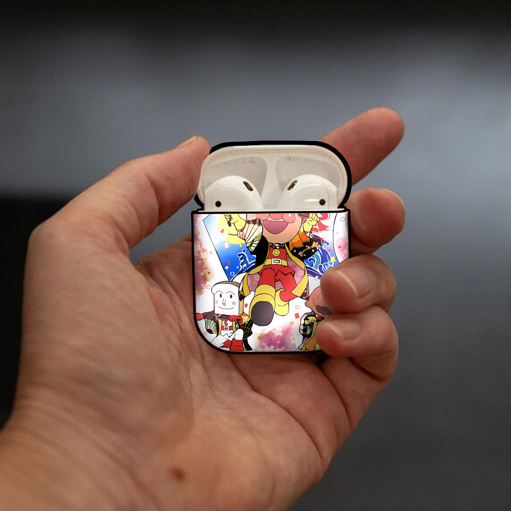 アンパンマン Anpanman AirPods 第2世代保護ケース ハードシェル ブラック 耐衝撃・防指紋・カラビナ付き