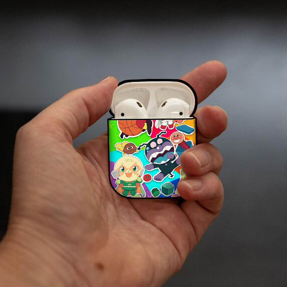 アンパンマン Anpanman AirPods 第2世代保護ケース ハードシェル ブラック 耐衝撃・防指紋・カラビナ付き