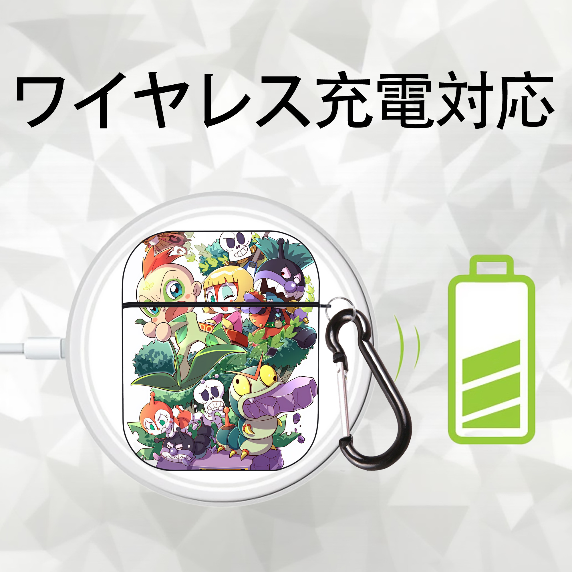 アンパンマン Anpanman AirPods 第2世代保護ケース ハードシェル ブラック 耐衝撃・防指紋・カラビナ付き