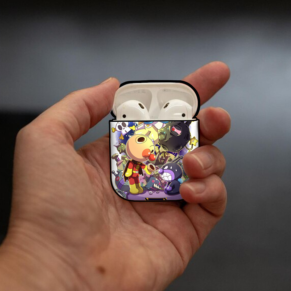 アンパンマン Anpanman AirPods 第2世代保護ケース ハードシェル ブラック 耐衝撃・防指紋・カラビナ付き