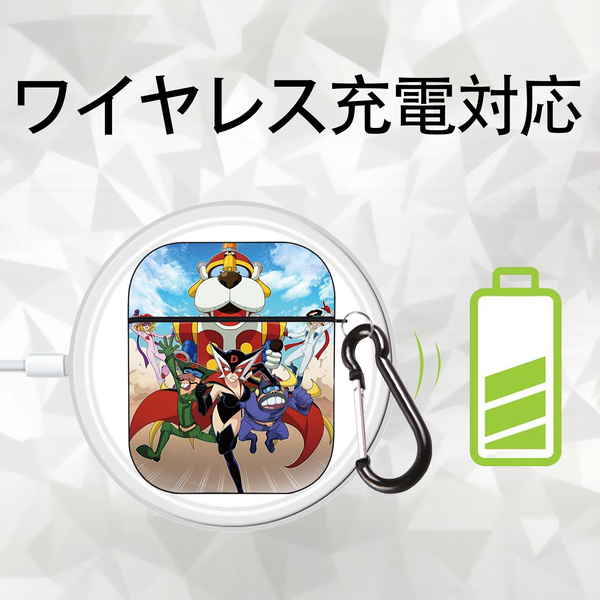 アンパンマン Anpanman AirPods 第2世代保護ケース ハードシェル ブラック 耐衝撃・防指紋・カラビナ付き