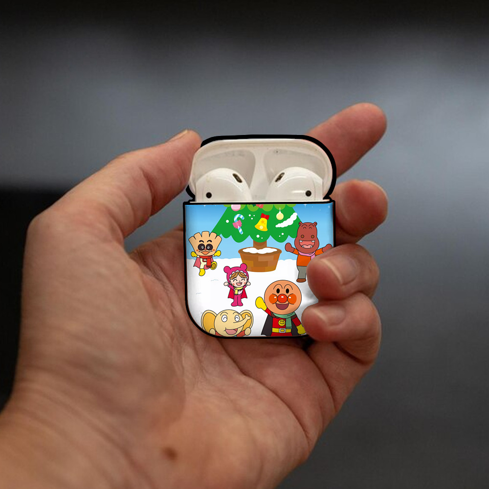 アンパンマン Anpanman AirPods 第2世代保護ケース ハードシェル ブラック 耐衝撃・防指紋・カラビナ付き