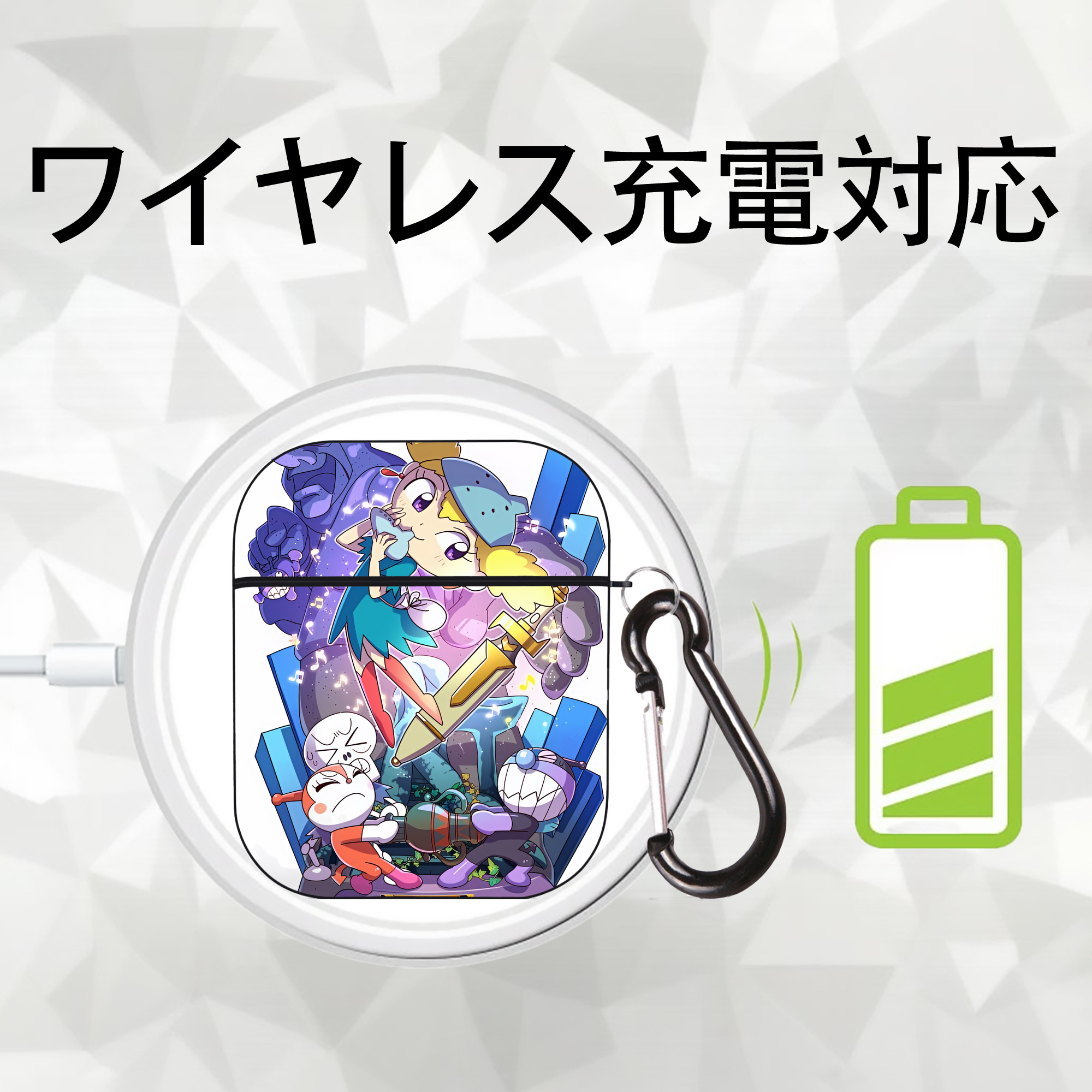 アンパンマン Anpanman AirPods 第2世代保護ケース ハードシェル ブラック 耐衝撃・防指紋・カラビナ付き