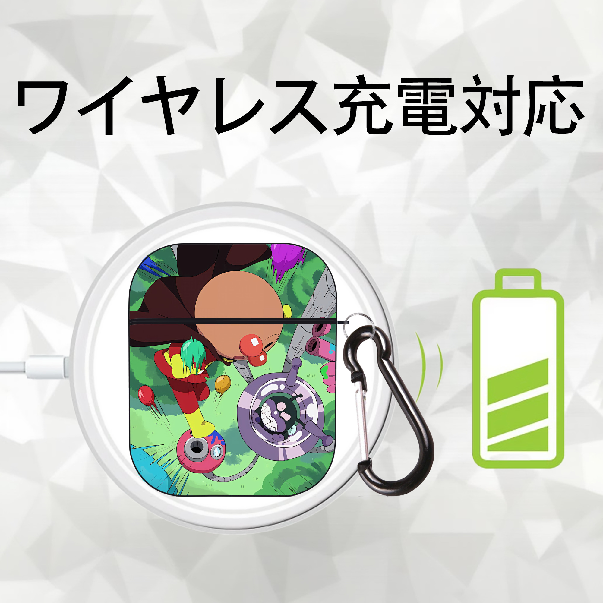 アンパンマン Anpanman AirPods 第2世代保護ケース ハードシェル ブラック 耐衝撃・防指紋・カラビナ付き