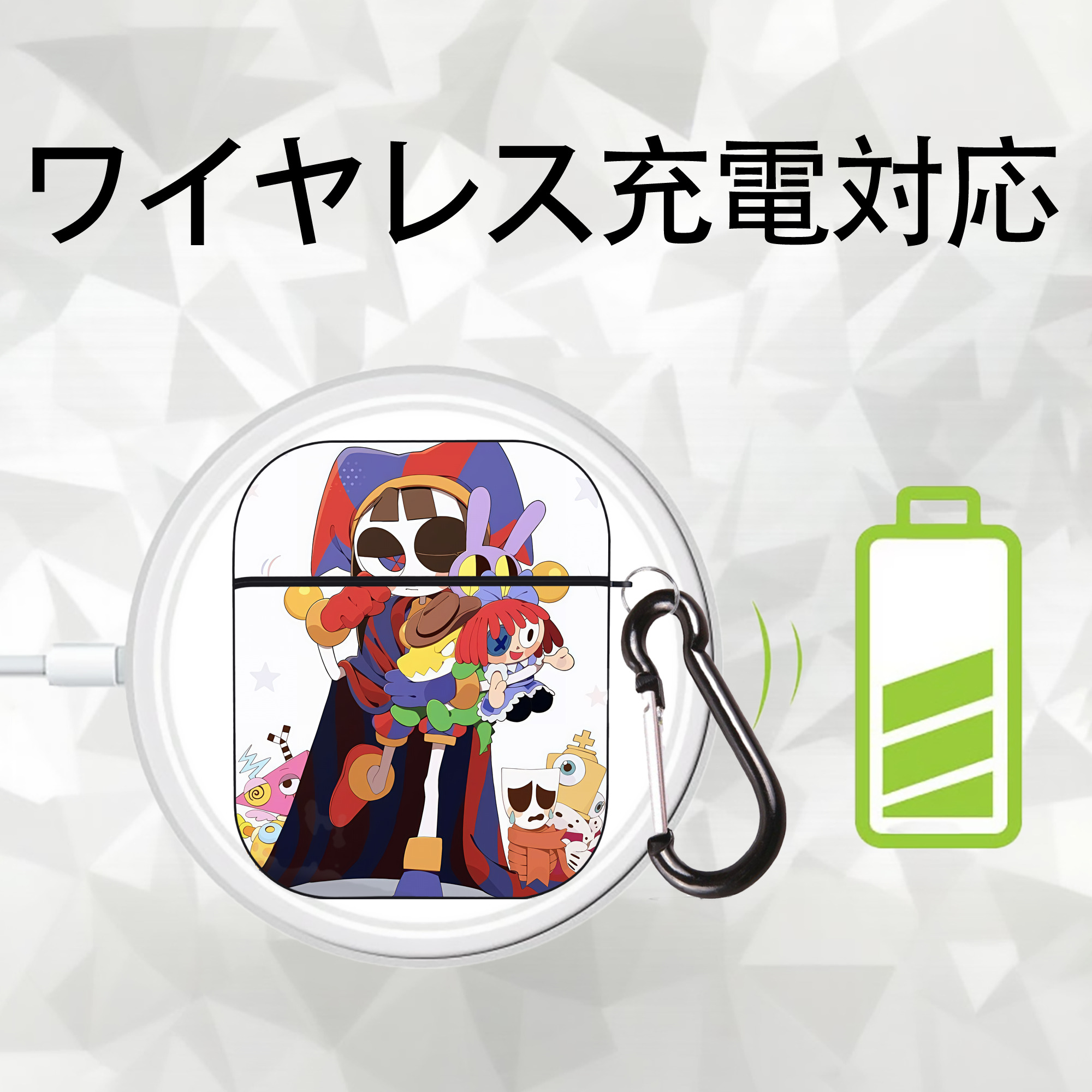 アンパンマン Anpanman AirPods 第2世代保護ケース ハードシェル ブラック 耐衝撃・防指紋・カラビナ付き