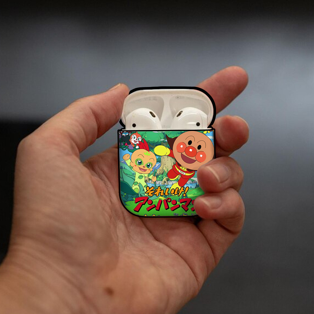 アンパンマン Anpanman AirPods 第2世代保護ケース ハードシェル ブラック 耐衝撃・防指紋・カラビナ付き