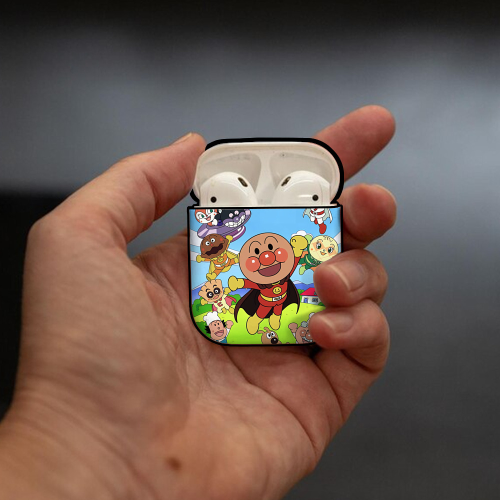 アンパンマン Anpanman AirPods 第2世代保護ケース ハードシェル ブラック 耐衝撃・防指紋・カラビナ付き
