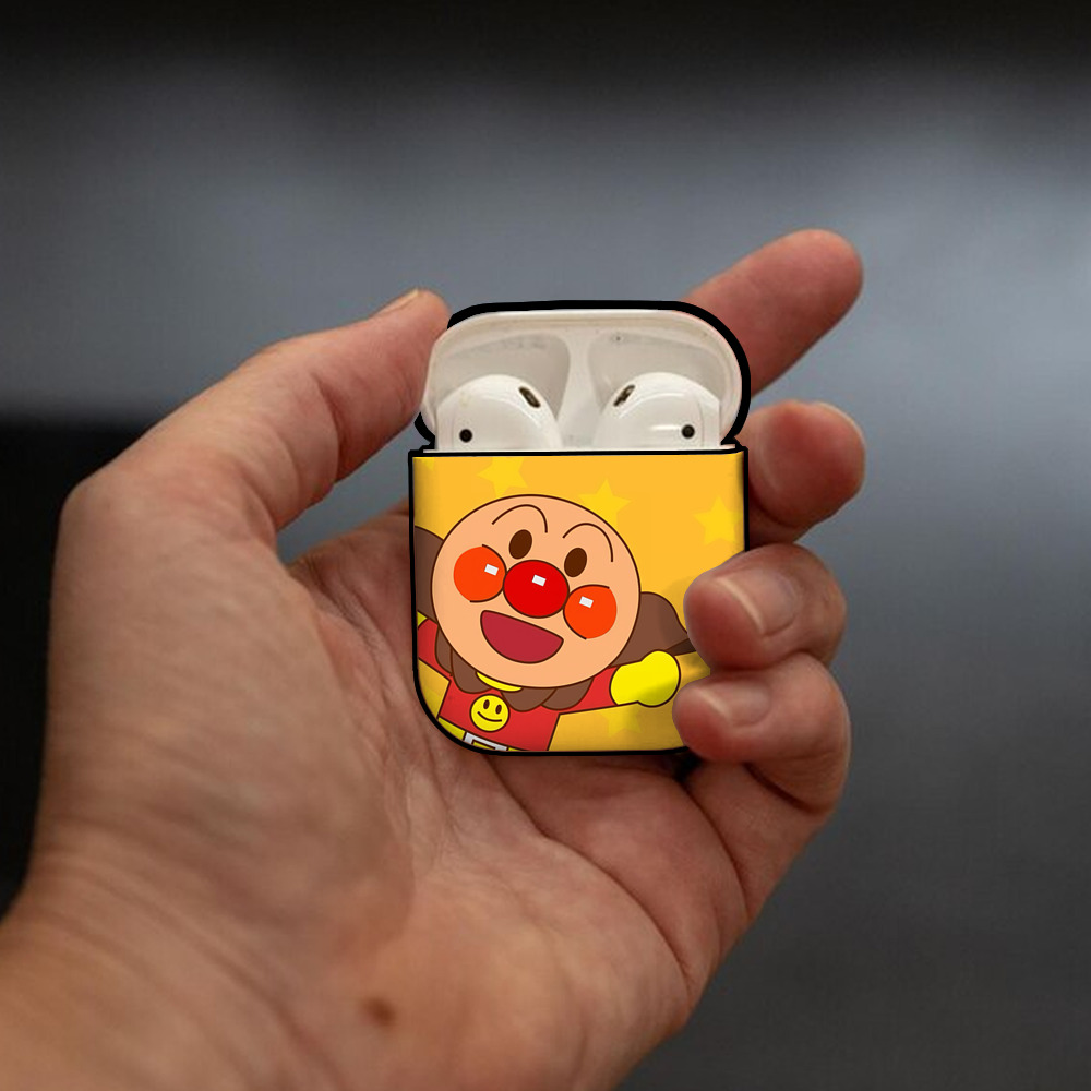 アンパンマン Anpanman AirPods 第2世代保護ケース ハードシェル ブラック 耐衝撃・防指紋・カラビナ付き