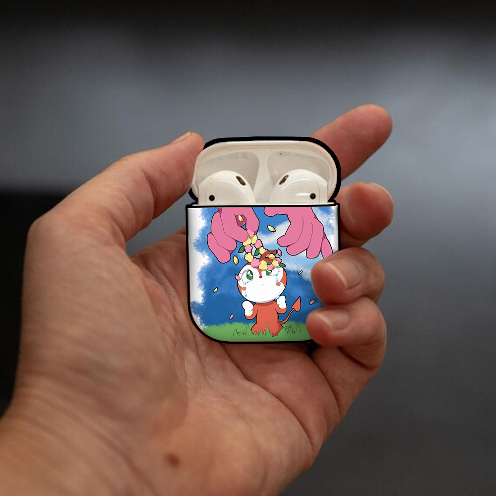 アンパンマン Anpanman AirPods 第2世代保護ケース ハードシェル ブラック 耐衝撃・防指紋・カラビナ付き
