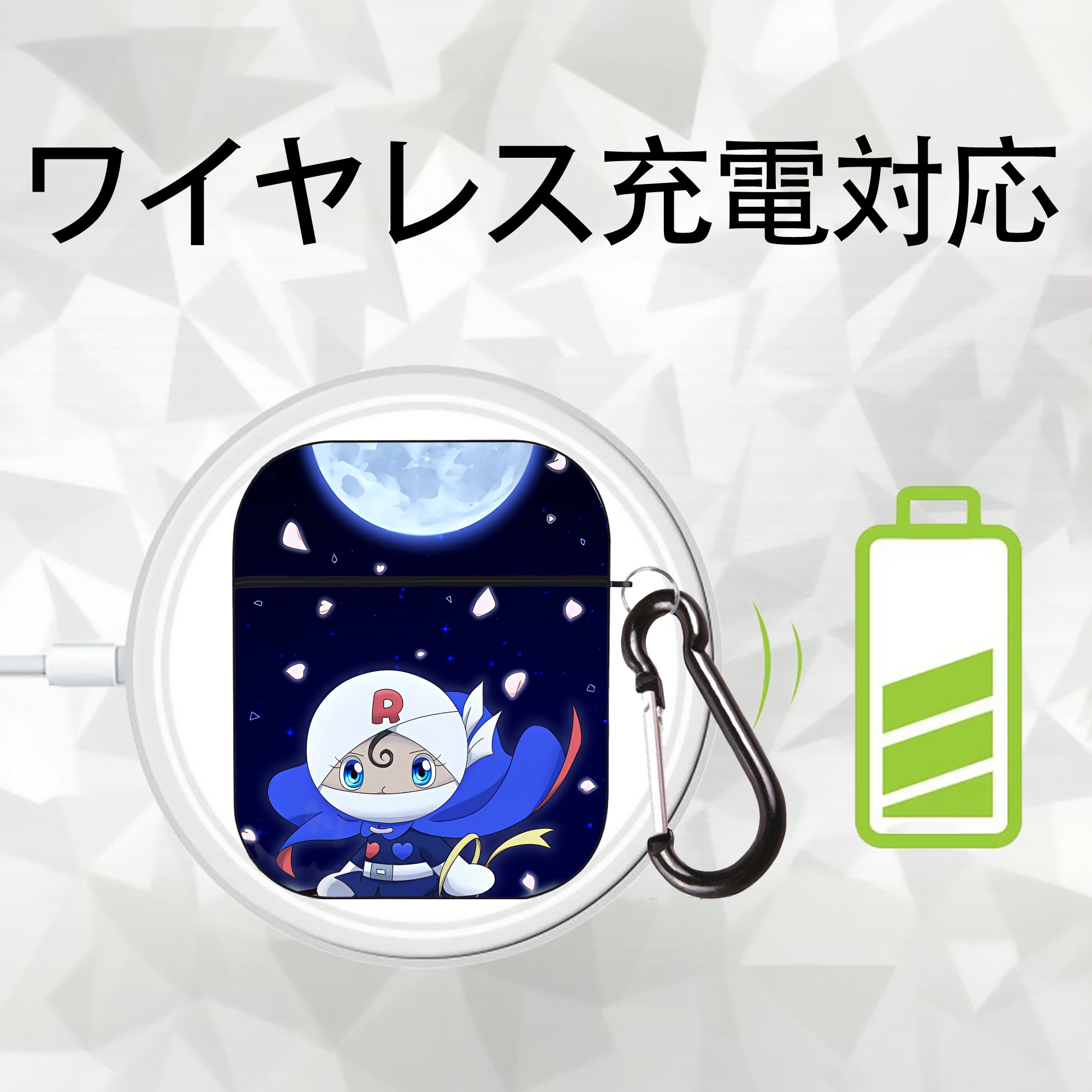 アンパンマン Anpanman AirPods 第2世代保護ケース ハードシェル ブラック 耐衝撃・防指紋・カラビナ付き