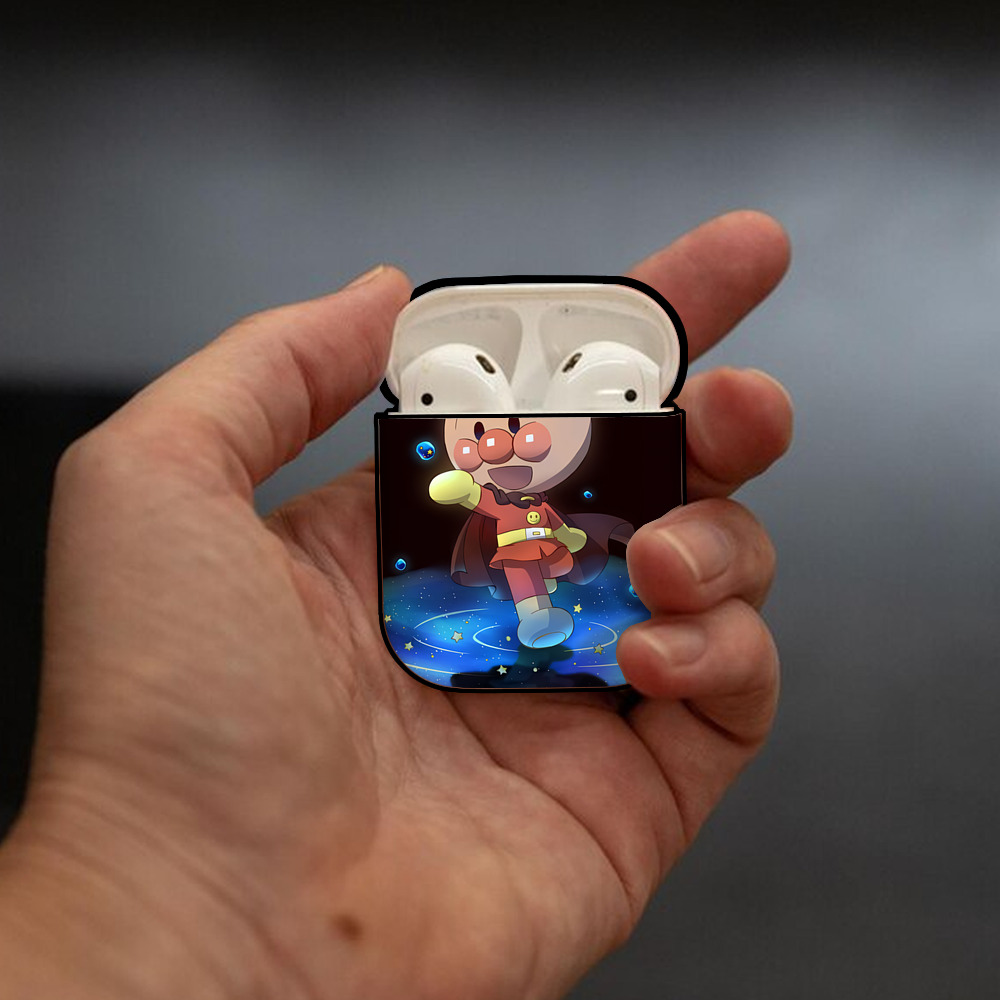アンパンマン Anpanman AirPods 第2世代保護ケース ハードシェル ブラック 耐衝撃・防指紋・カラビナ付き