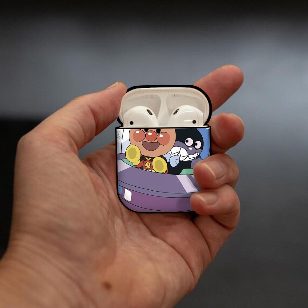 アンパンマン Anpanman AirPods 第2世代保護ケース ハードシェル ブラック 耐衝撃・防指紋・カラビナ付き