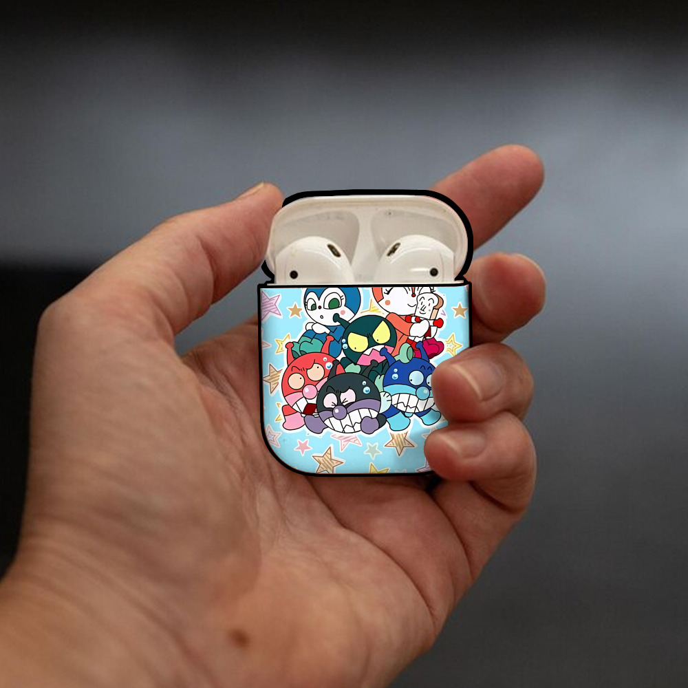 アンパンマン Anpanman AirPods 第2世代保護ケース ハードシェル ブラック 耐衝撃・防指紋・カラビナ付き