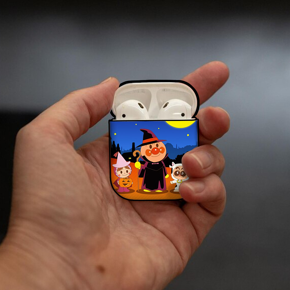 アンパンマン Anpanman AirPods 第2世代保護ケース ハードシェル ブラック 耐衝撃・防指紋・カラビナ付き