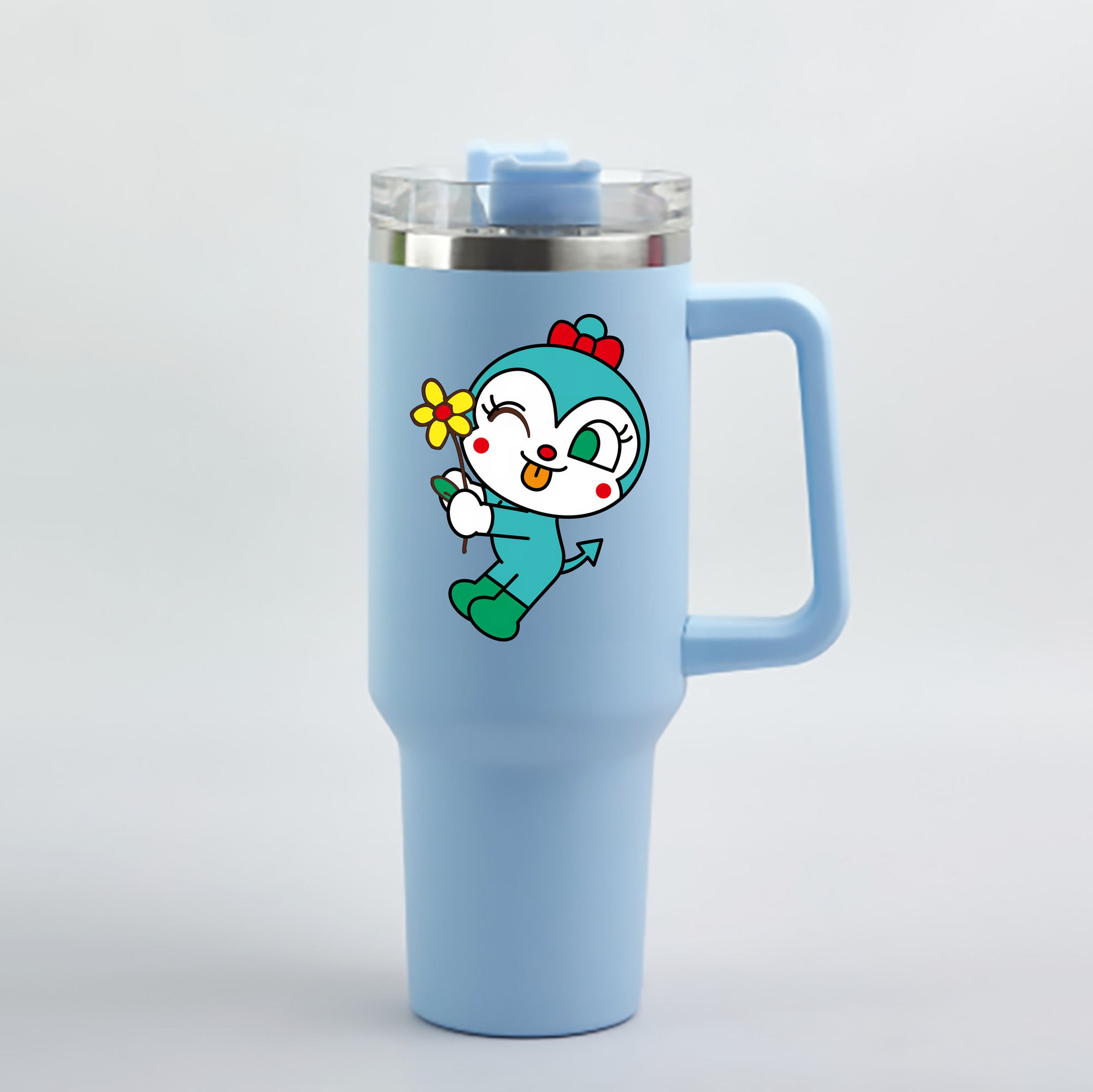 （画像用） アンパンマン Anpanman 1200mL車用タンブラー - クリスタルステッカー（プラスチックストロー付き）
