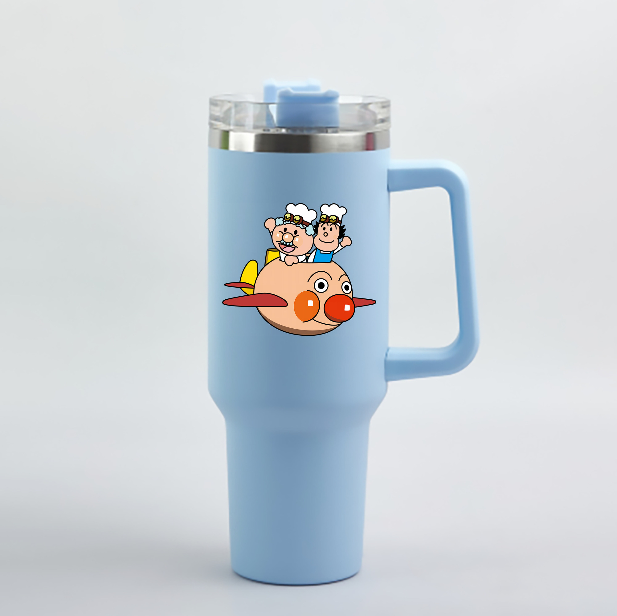 （画像用） アンパンマン Anpanman 1200mL車用タンブラー - クリスタルステッカー（プラスチックストロー付き）