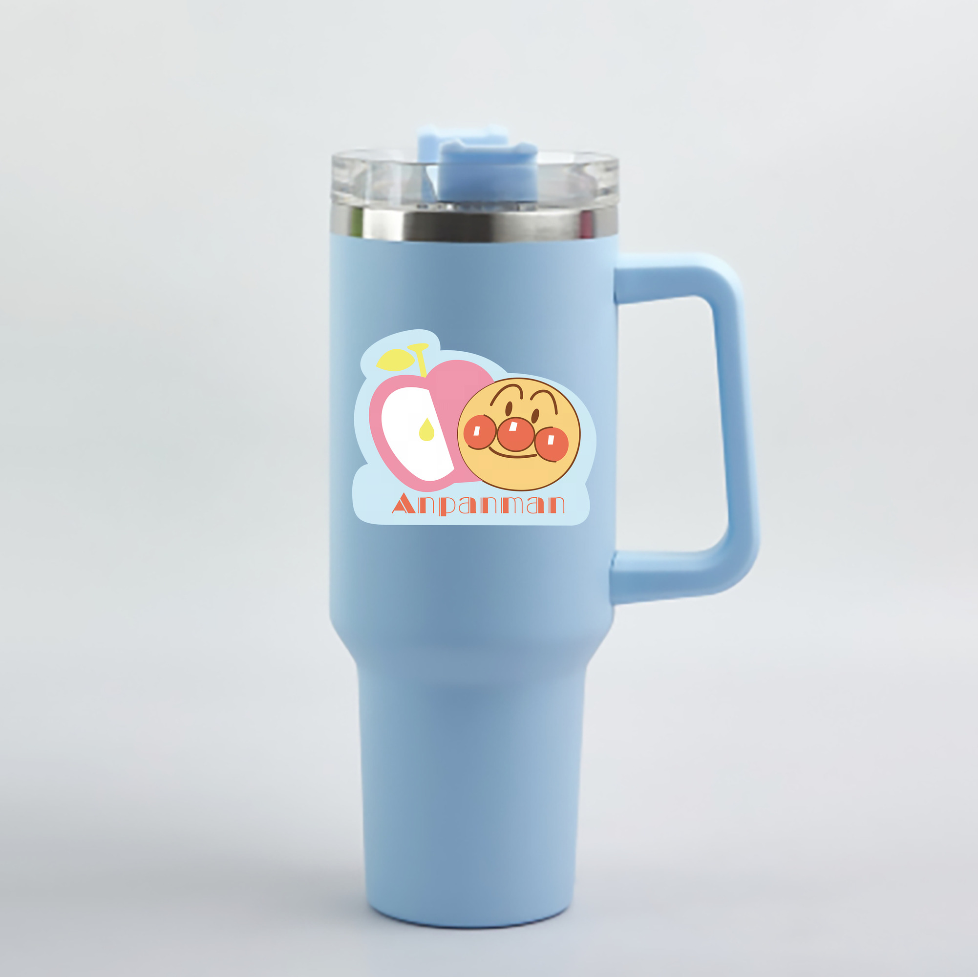 （画像用） アンパンマン Anpanman 1200mL車用タンブラー - クリスタルステッカー（プラスチックストロー付き）